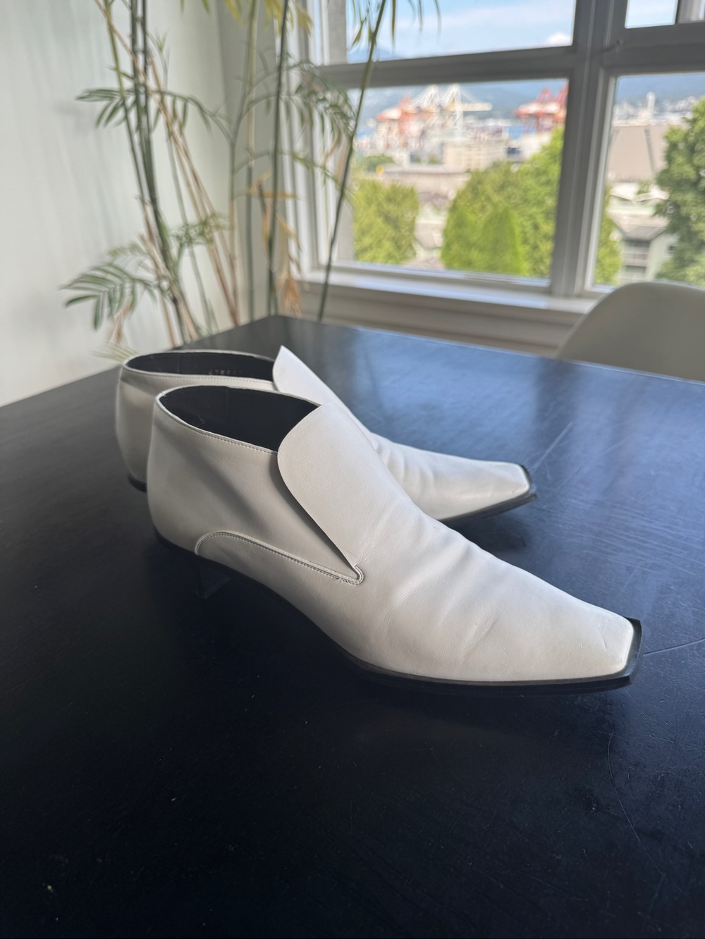 Stella McCartney White Leather Pointed Ankle Boots